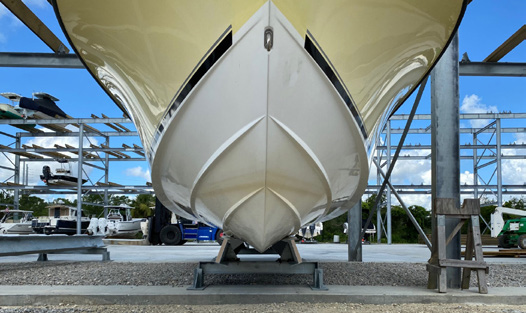 Boat on a CarbonBunks-equipped ground stand